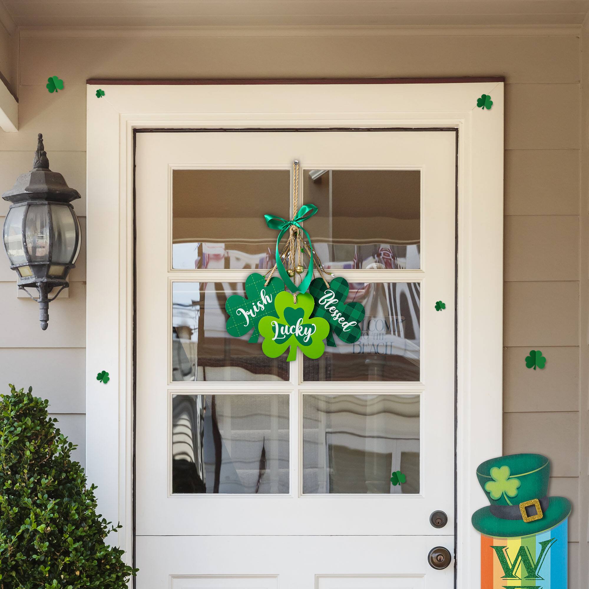 Glitzhome® 18.5" St. Patrick's Wooden Shamrock Door Hanger